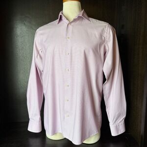 Eton Dress Shirt Cotton Micro Print Contemporary Fit Button Front Lavender 17.5